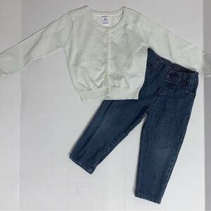 Girls 2 Piece Lot Jeans Sweater Size 2T Sparkle Cardigan